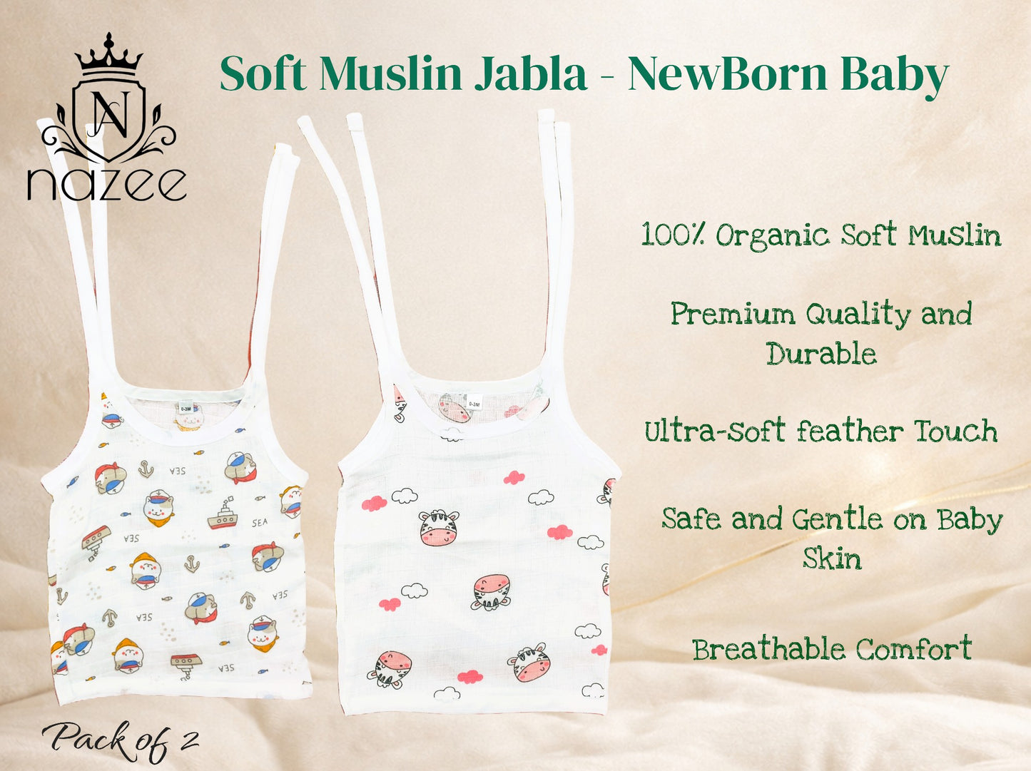 NewBorn Baby Jabla - Knot Jabla Top Only - Pack of 2 (Model: JB-K-1-203)