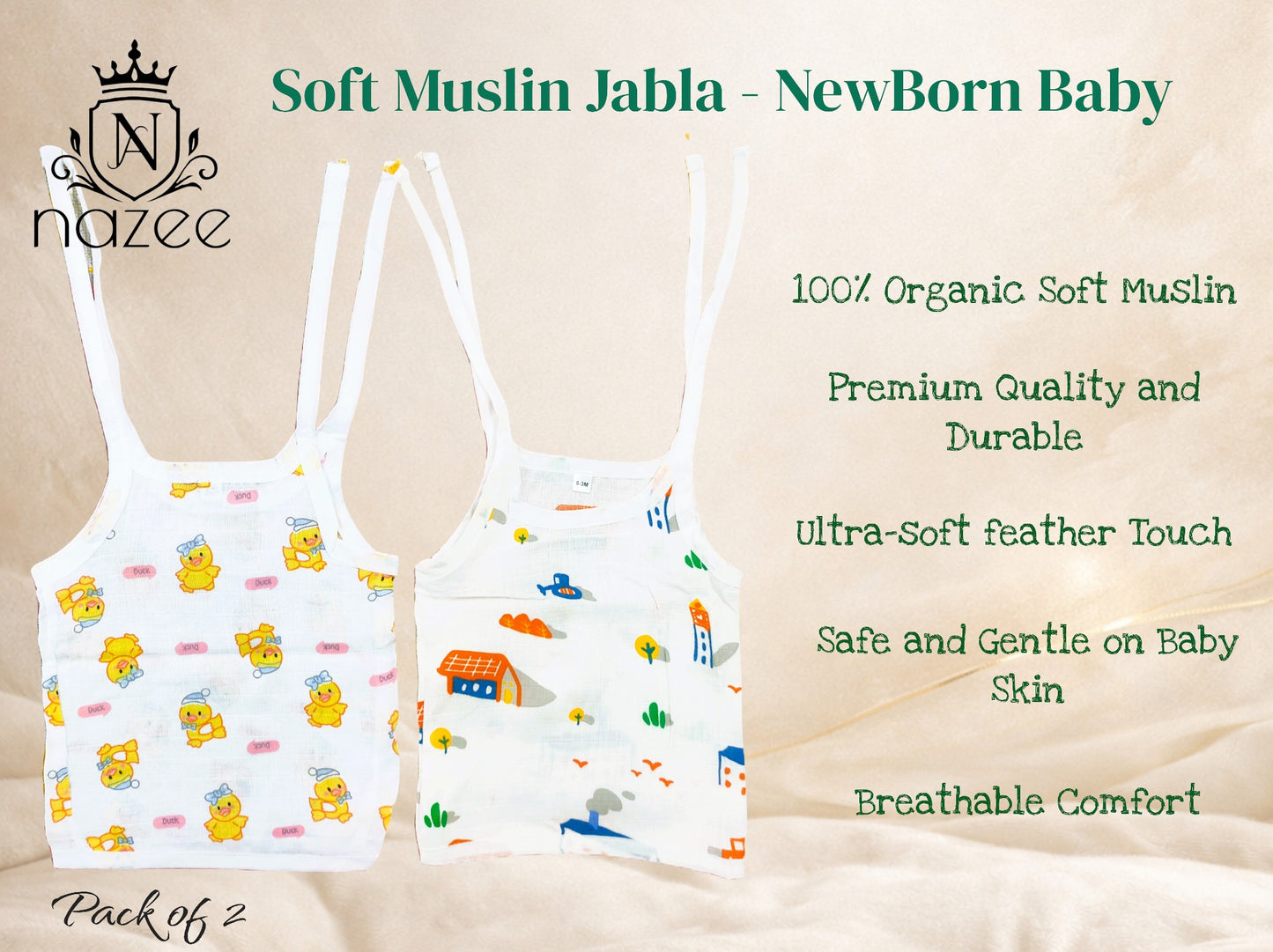 NewBorn Baby Jabla - Knot Jabla Top Only - Pack of 2 (Model: JB-K-1-204)