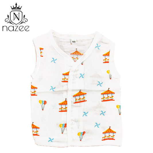 NewBorn Baby Jabla - Sleeveless Button Jabla Top Only - Pack of 2 (Model: JB-SL-B-1-201)