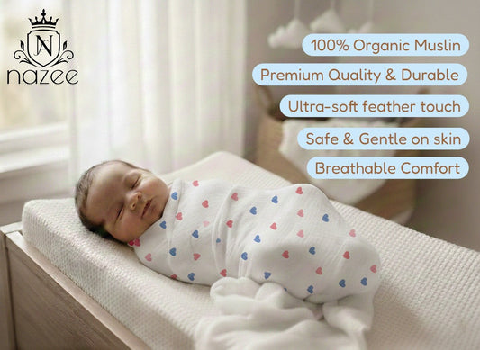 NewBorn Baby Swaddle - 100% Organic Muslin - 100x100cm - Pack of 1 (Model: SW-1-102)