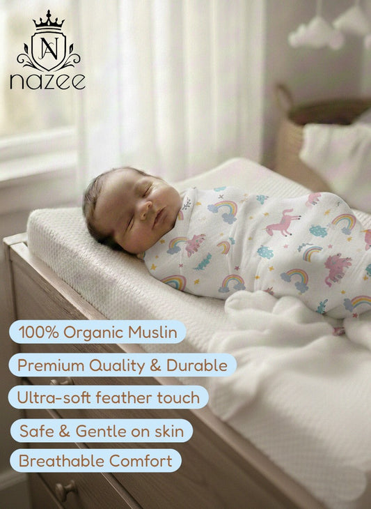NewBorn Baby Swaddle - 100% Organic Muslin - 100x100cm - Pack of 1 (Model: SW-1-106)