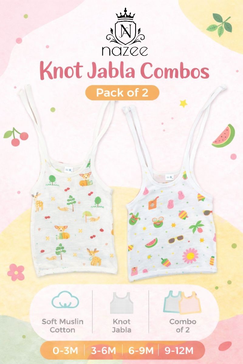 NewBorn Baby Jabla - Knot Jabla Top Only - Pack of 2  (Model: JB-K-1-201)
