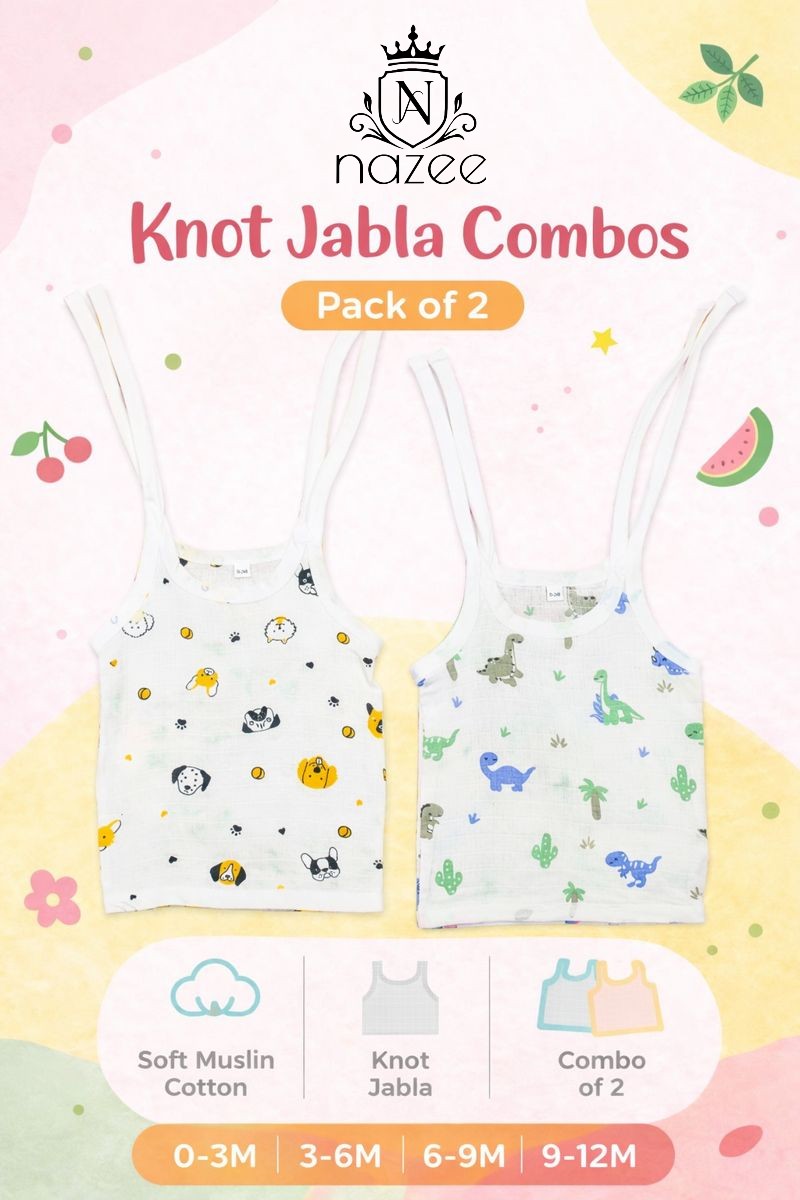 NewBorn Baby Jabla - Knot Jabla Top Only - Pack of 2  (Model: JB-K-1-202)
