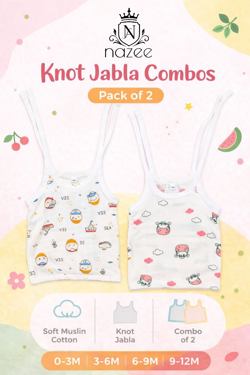 NewBorn Baby Jabla - Knot Jabla Top Only - Pack of 2  (Model: JB-K-1-203)