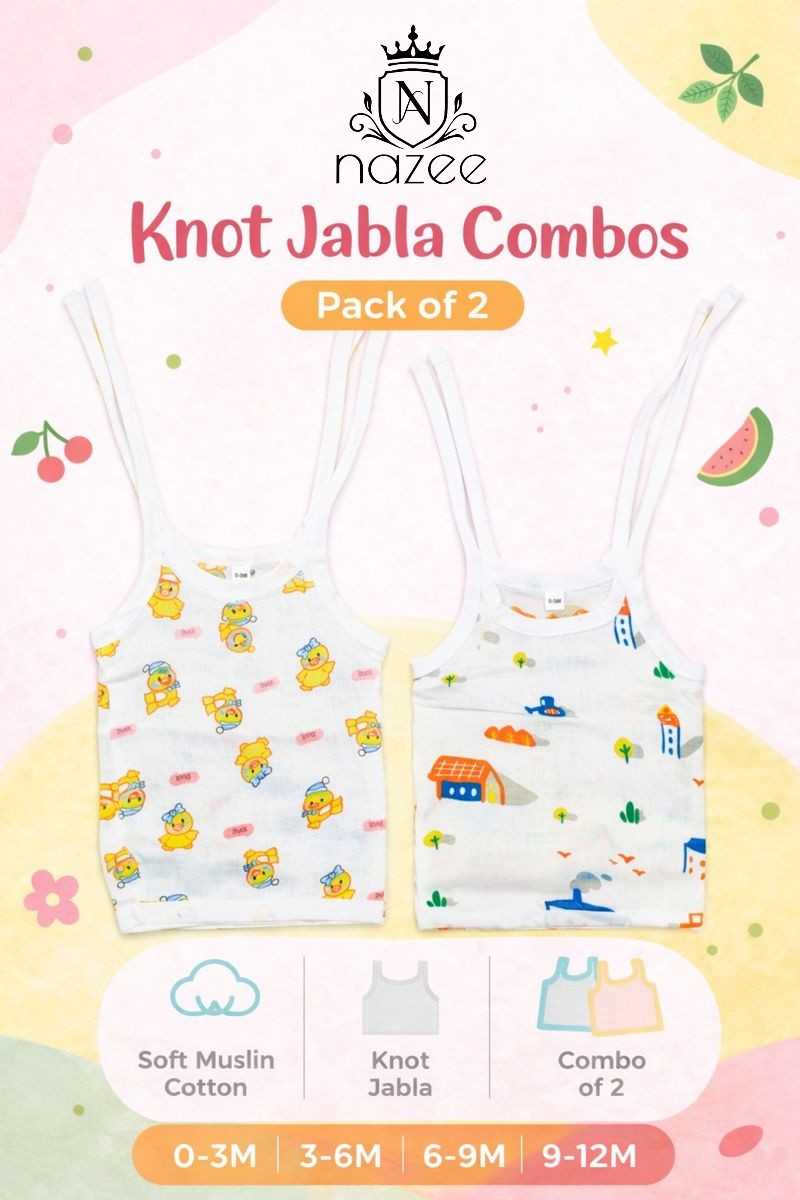 NewBorn Baby Jabla - Knot Jabla Top Only - Pack of 2  (Model: JB-K-1-204)