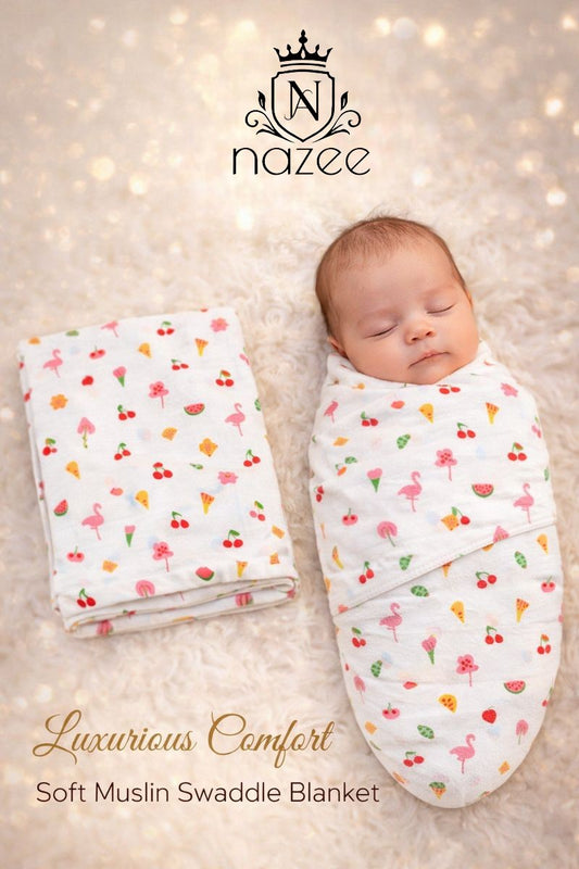 NewBorn Baby Swaddle - 100% Organic Muslin - 100x100cm - Pack of 1 (Model: SW-1-107)