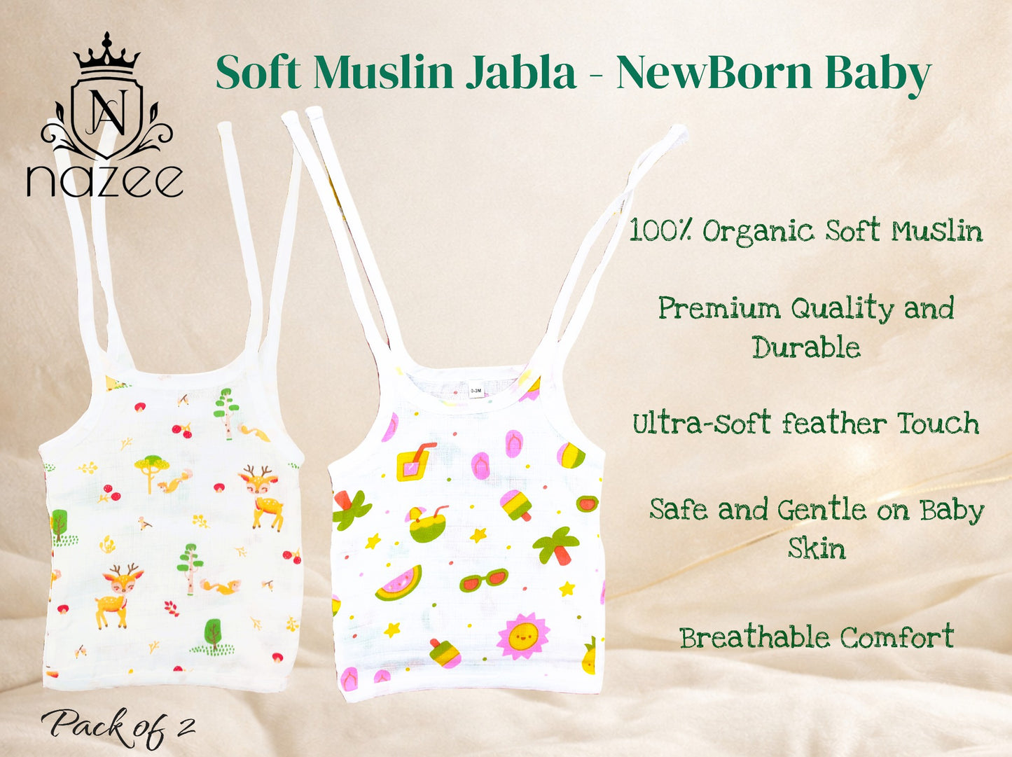 NewBorn Baby Jabla - Knot Jabla Top Only - Pack of 2  (Model: JB-K-1-201)