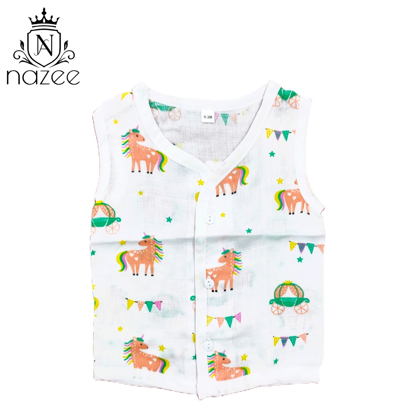 NewBorn Baby Jabla - Sleeveless Button Jabla Top Only - Pack of 2  (Model: JB-SL-B-1-201)
