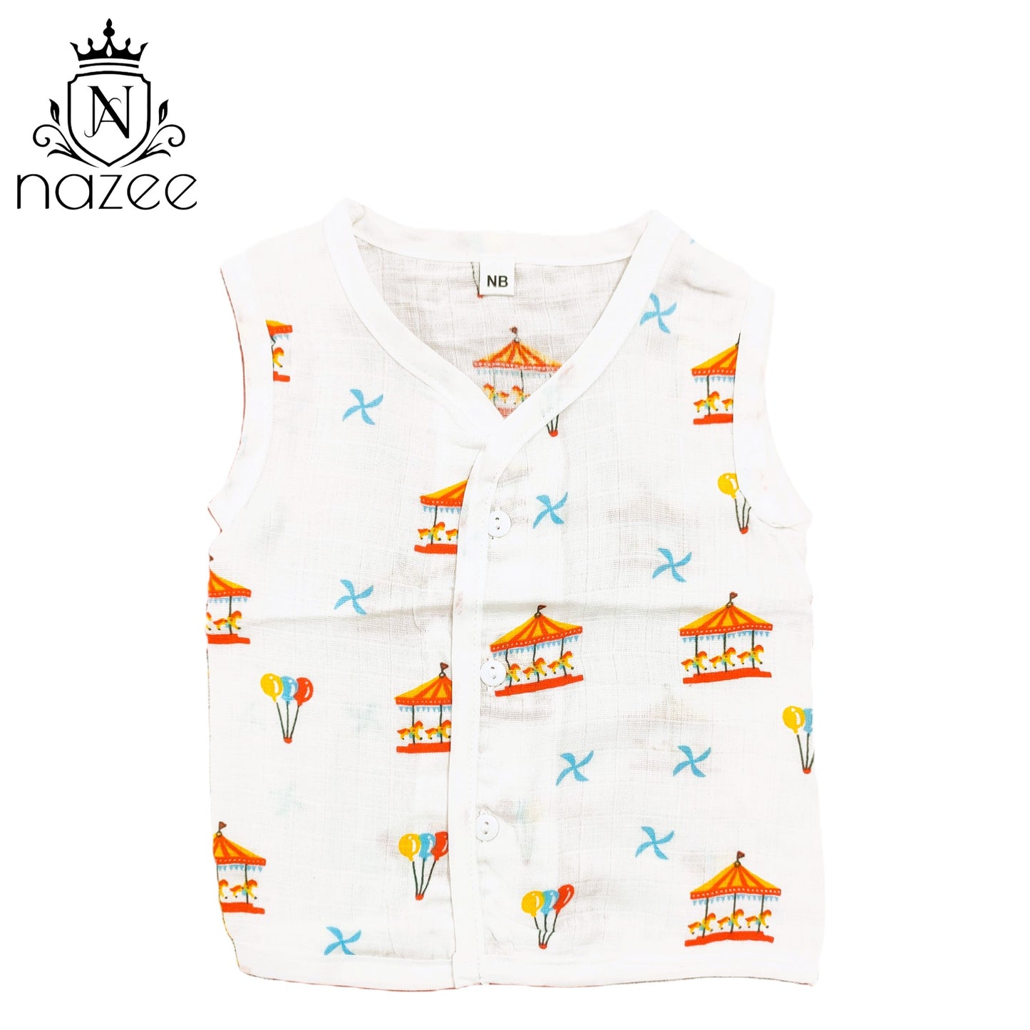 NewBorn Baby Jabla - Sleeveless Button Jabla Top Only - Pack of 2  (Model: JB-SL-B-1-201)