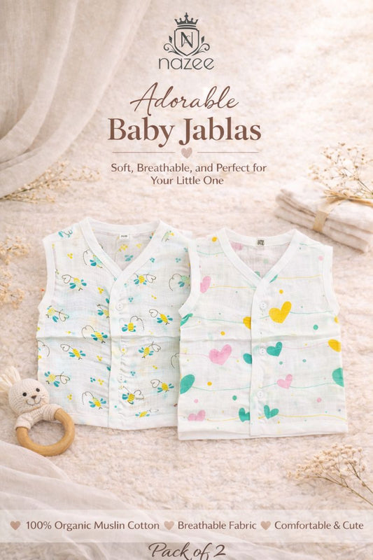 NewBorn Baby Jabla - Sleeveless Button Jabla Top Only - Pack of 2  (Model: JB-SL-B-1-204)