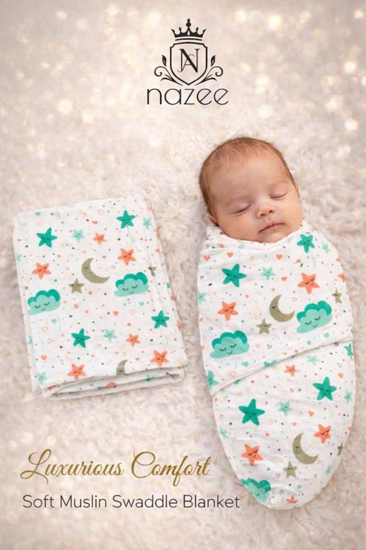 NewBorn Baby Swaddle - 100% Organic Muslin - 100x100cm - Pack of 1 (Model: SW-1-109)