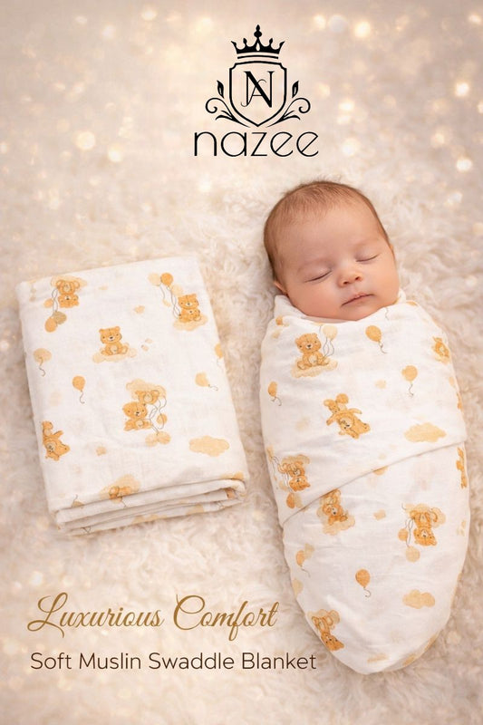 NewBorn Baby Swaddle - 100% Organic Muslin - 100x100cm - Pack of 1 (Model: SW-1-100)