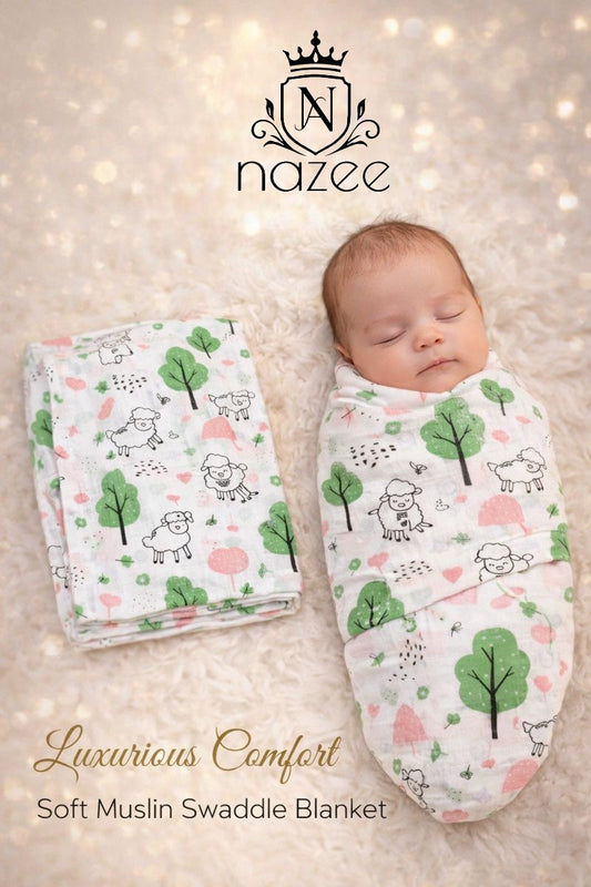 NewBorn Baby Swaddle - 100% Organic Muslin - 100x100cm - Pack of 1 (Model: SW-1-103)